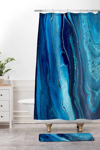 Studio K Originals Azure Slices Shower Curtain And Mat