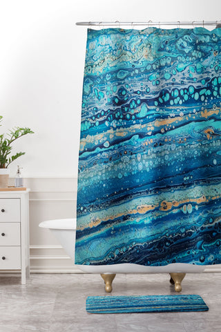 Studio K Originals Blue Bubbles Shower Curtain And Mat