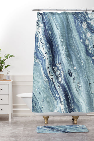 Studio K Originals Blue Machine Shower Curtain And Mat