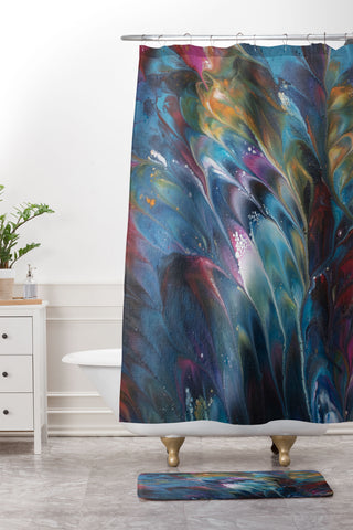 Studio K Originals Multi Feather Splash Shower Curtain And Mat