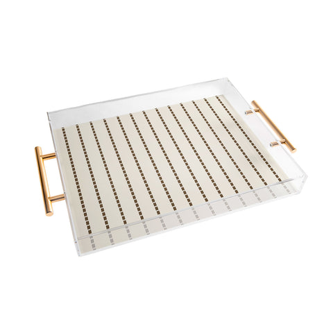 Summer Sun Home Art Dashed Lines Cream Chocolate Acrylic Tray