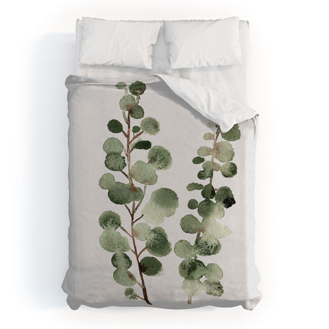 Summer Sun Home Art Eucalyptus watercolor Duvet Cover