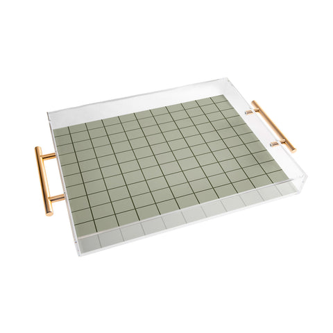 Summer Sun Home Art Grid Green Acrylic Tray