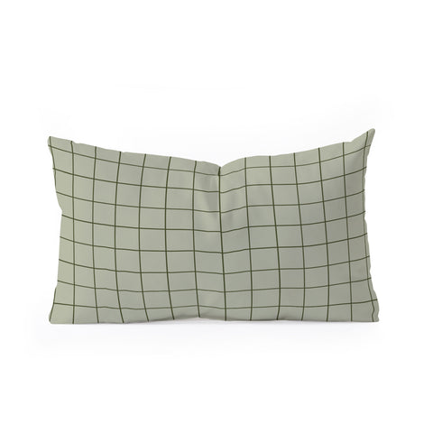Summer Sun Home Art Grid Green Oblong Throw Pillow
