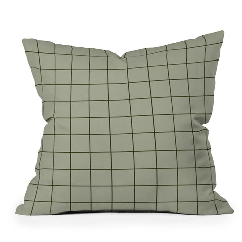 Summer Sun Home Art Grid Green Outdoor Throw Pillow