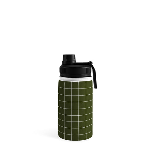Summer Sun Home Art Grid Olive Green Water Bottle