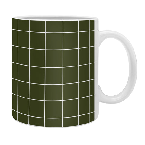 Summer Sun Home Art Grid Olive Green Coffee Mug