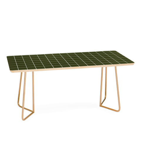 Summer Sun Home Art Grid Olive Green Coffee Table