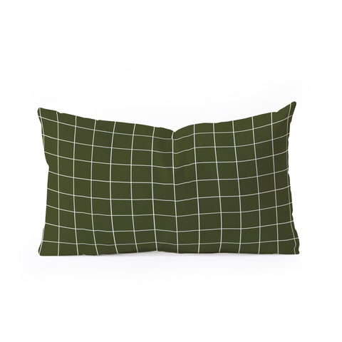Summer Sun Home Art Grid Olive Green Oblong Throw Pillow