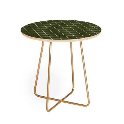 Summer Sun Home Art Grid Olive Green Round Side Table