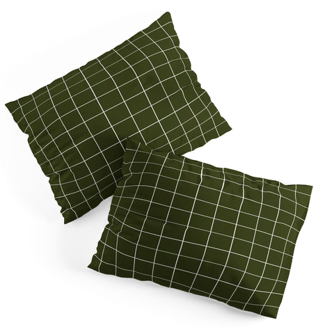 Summer Sun Home Art Grid Olive Green Pillow Shams
