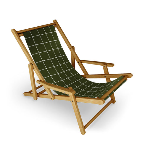 Summer Sun Home Art Grid Olive Green Sling Chair
