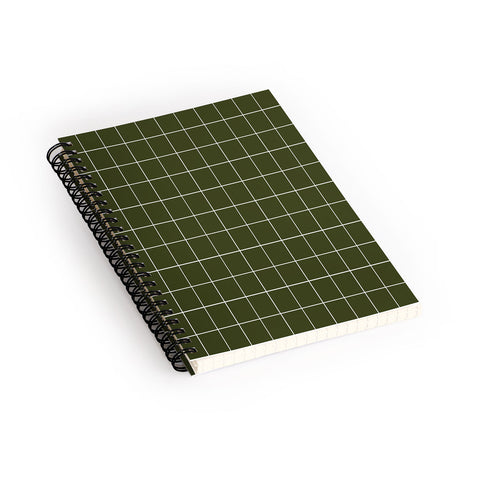 Summer Sun Home Art Grid Olive Green Spiral Notebook