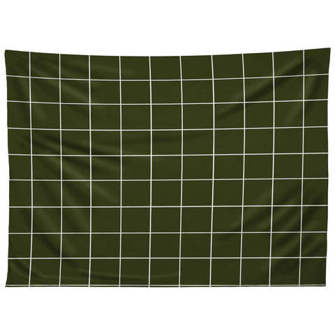 Summer Sun Home Art Grid Olive Green Tapestry