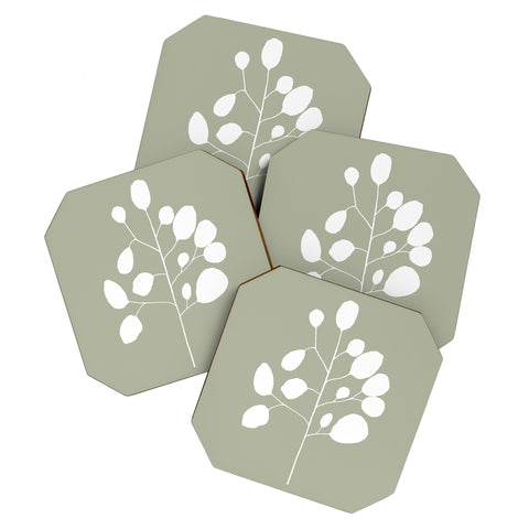 Summer Sun Home Art Large Eucalyptus Linen Sage Coaster Set