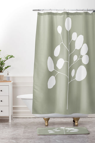 Summer Sun Home Art Large Eucalyptus Linen Sage Shower Curtain And Mat