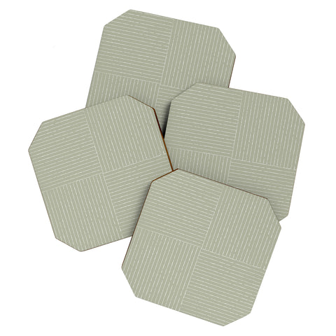 Summer Sun Home Art Lines III Linen Sage Coaster Set