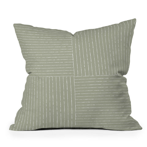 Summer Sun Home Art Lines III Linen Sage Outdoor Throw Pillow