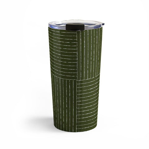 Summer Sun Home Art Lines III Olive Green Travel Mug