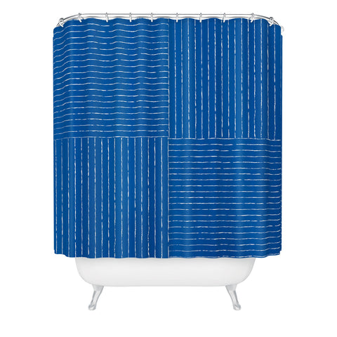 Summer Sun Home Art Lines III Sapphire Blue Shower Curtain