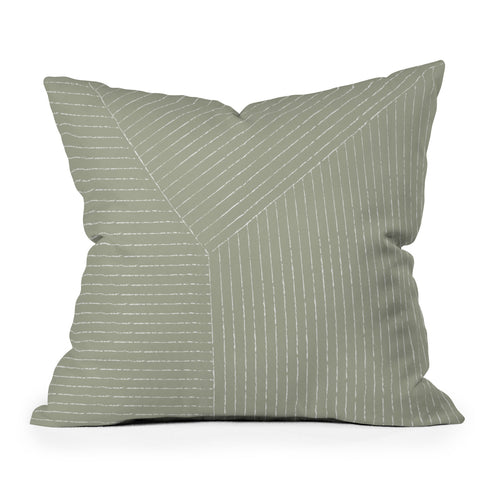 Summer Sun Home Art Lines Linen Sage Outdoor Throw Pillow