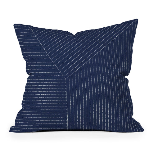 Summer Sun Home Art Lines Navy Outdoor Throw Pillow