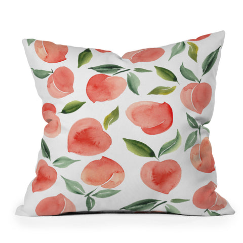 Summer Sun Home Art peaches 1 Outdoor Throw Pillow