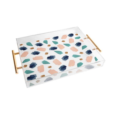 Summer Sun Home Art turquoise navy pink gold Acrylic Tray