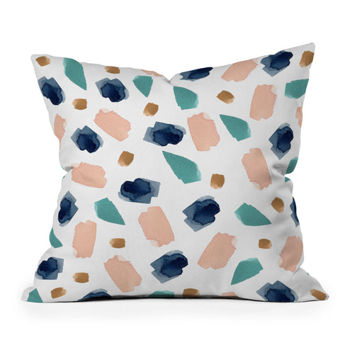 Summer Sun Home Art turquoise navy pink gold Outdoor Throw Pillow