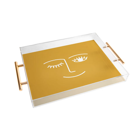 Summer Sun Home Art wink mustard Acrylic Tray