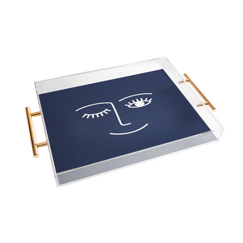 Summer Sun Home Art Wink Navy Acrylic Tray