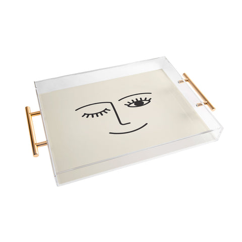 Summer Sun Home Art Wink Off White Acrylic Tray