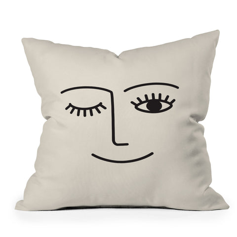 Summer Sun Home Art Wink Off White Outdoor Throw Pillow