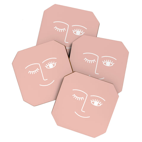 Summer Sun Home Art Wink Pink Coaster Set