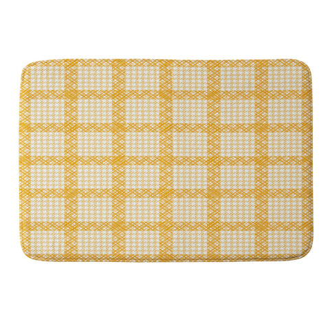 Summer Sun Home Art Woven Checkerboard Yellow Memory Foam Bath Mat