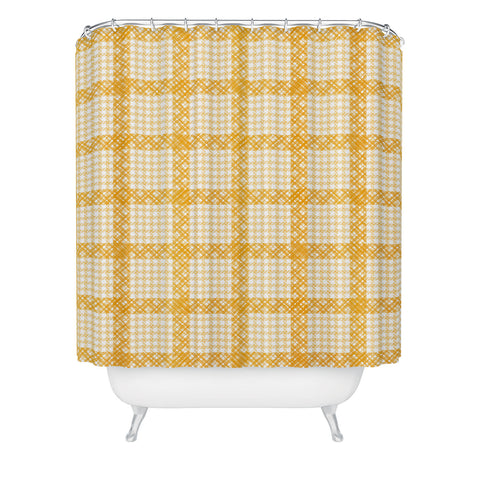 Summer Sun Home Art Woven Checkerboard Yellow Shower Curtain