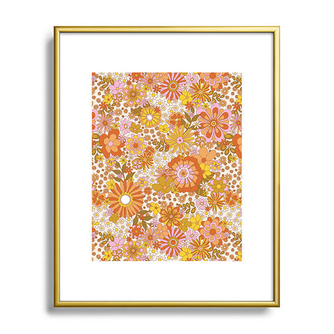 Sundry Society 70s Floral Pattern Metal Framed Art Print