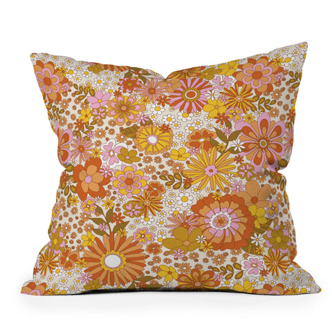 Sundry Society 70s Floral Pattern Outdoor Throw Pillow