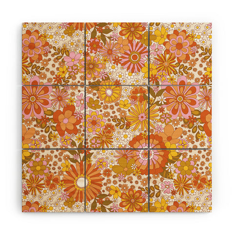 Sundry Society 70s Floral Pattern Wood Wall Mural