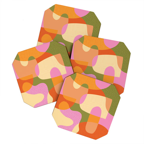 Sundry Society Bright Color Block Shapes Coaster Set