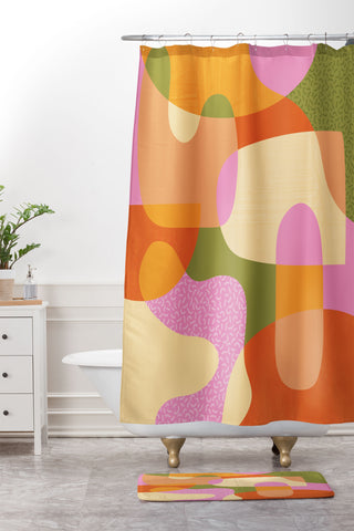 Sundry Society Bright Color Block Shapes Shower Curtain And Mat