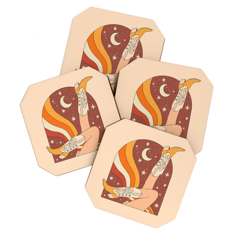 Sundry Society Neutral 70s Western Boots Coaster Set