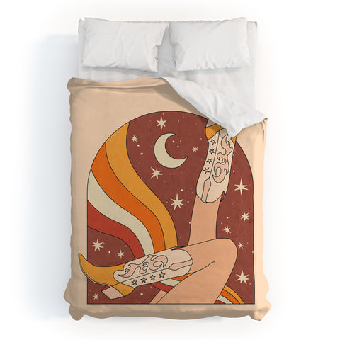 Sundry Society Neutral 70s Western Boots Duvet Cover