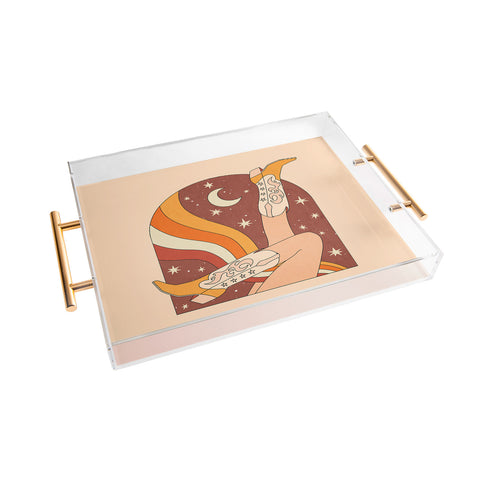 Sundry Society Neutral 70s Western Boots Acrylic Tray