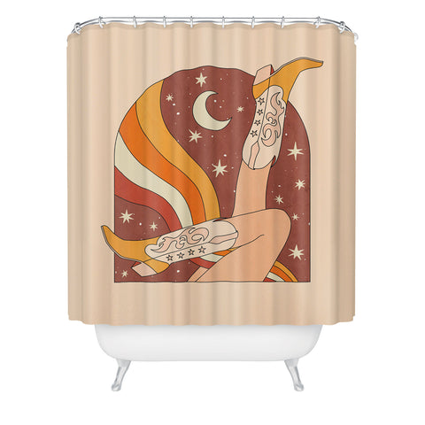 Sundry Society Neutral 70s Western Boots Shower Curtain
