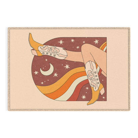 Sundry Society Neutral 70s Western Boots Outdoor Rug