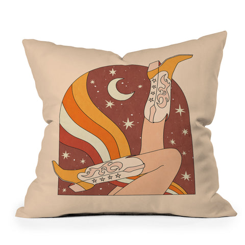 Sundry Society Neutral 70s Western Boots Throw Pillow