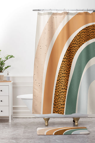 Sundry Society Patterned Rainbow Shower Curtain And Mat