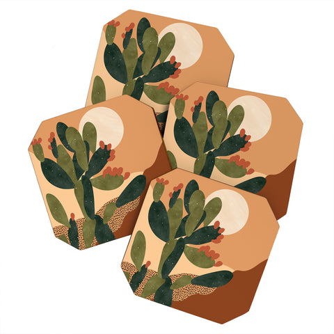 Sundry Society Prickly Pear Cactus I Coaster Set