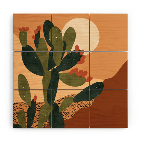 Sundry Society Prickly Pear Cactus I Wood Wall Mural